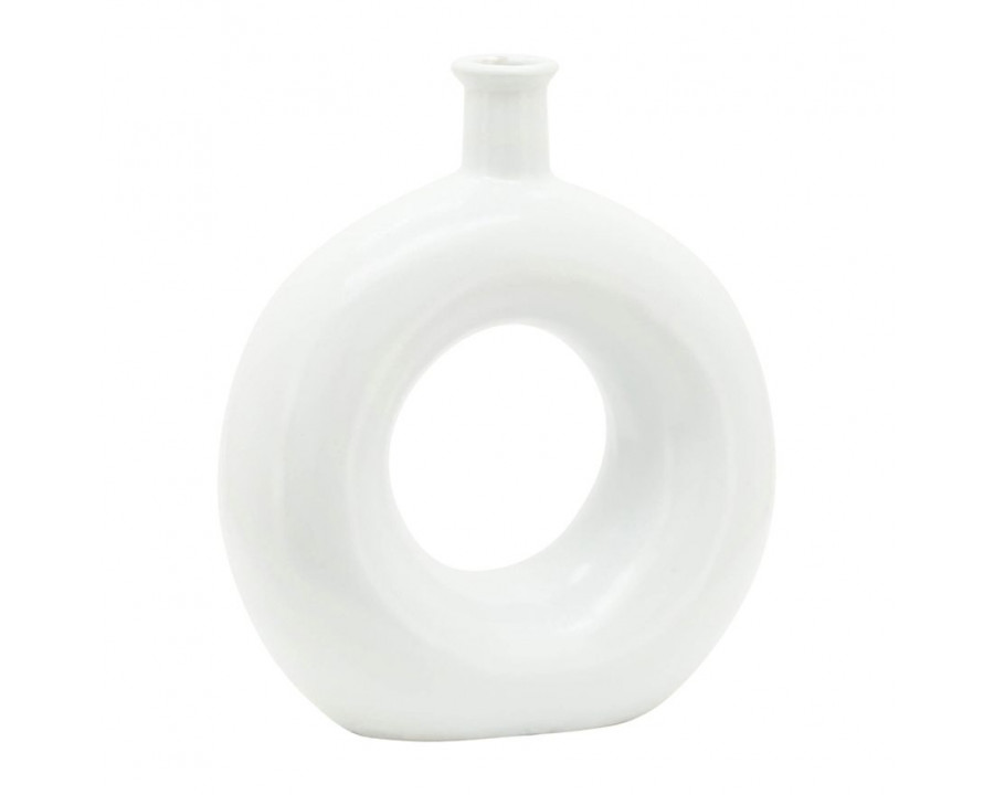 Sagebrook 8" Ceramic Round Cut-out Vase - White