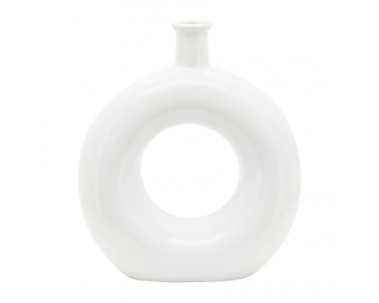 Sagebrook 8" Ceramic Round Cut-out Vase - White