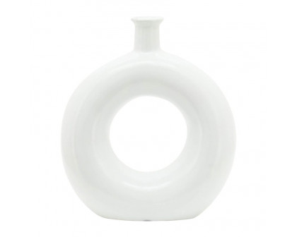 Sagebrook 8" Ceramic Round Cut-out Vase - White