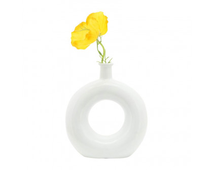 Sagebrook 8" Ceramic Round Cut-out Vase - White