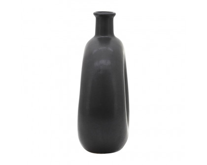 Sagebrook 8" Ceramic Round Cut-out Vase - Black