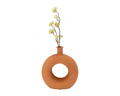 Sagebrook 8" Ceramic Round Cut-out Vase - Terracotta