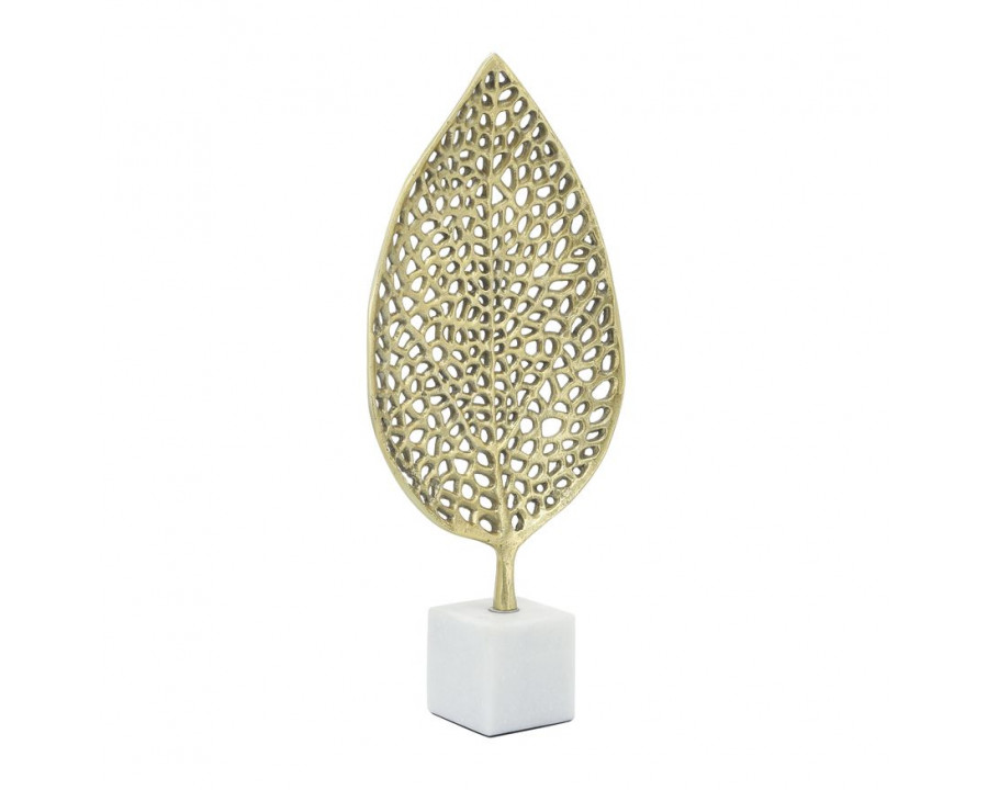 Sagebrook - 19" Metal Leaf On Stand in Gold