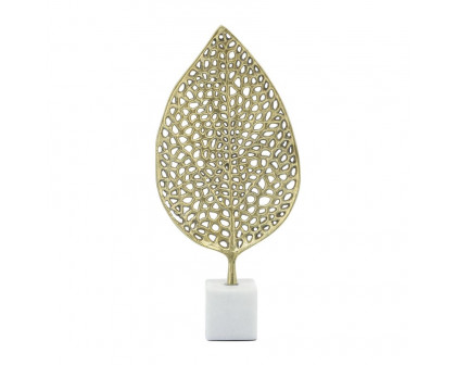 Sagebrook - 19" Metal Leaf On Stand in Gold