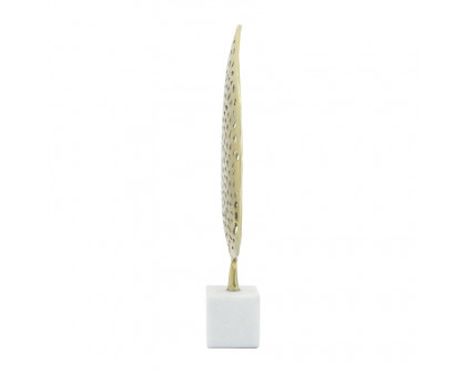 Sagebrook - 19" Metal Leaf On Stand in Gold