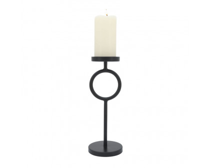 Sagebrook 13" Metal Ring Candle Holder - Black