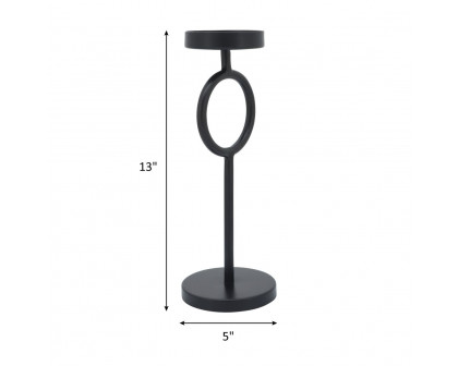 Sagebrook 13" Metal Ring Candle Holder - Black