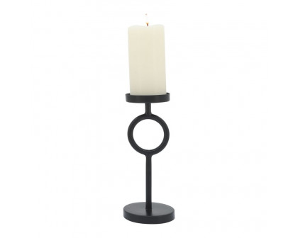 Sagebrook 10" Metal Ring Candle Holder - Black