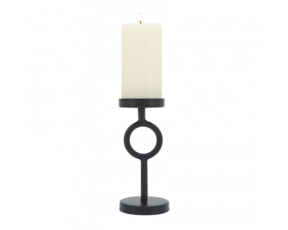 Sagebrook 8" Metal Ring Candle Holder - Black