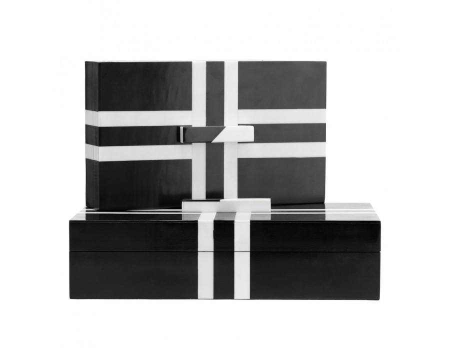 Sagebrook - 10"/12" Resin Cross Boxes (Set Of 2) in Black/White