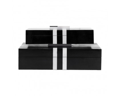 Sagebrook - 10"/12" Resin Cross Boxes (Set Of 2) in Black/White