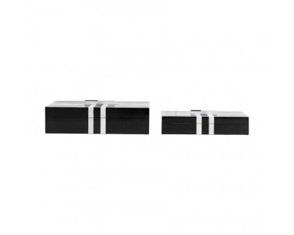 Sagebrook - 10"/12" Resin Cross Boxes (Set Of 2) in Black/White