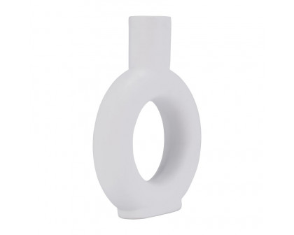 Sagebrook 9" Ceramic Round Cut-out Vase - White