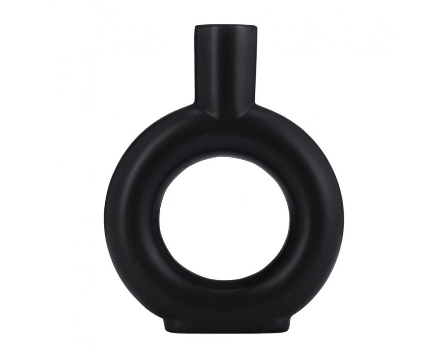 Sagebrook 9" Ceramic Round Cut-out Vase - Black