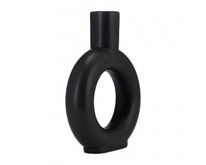 Sagebrook 9" Ceramic Round Cut-out Vase - Black