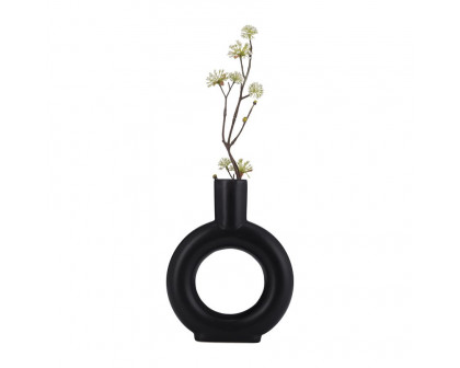 Sagebrook 9" Ceramic Round Cut-out Vase - Black