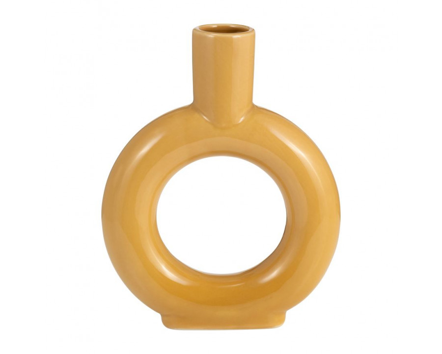 Sagebrook 9" Ceramic Round Cut-out Vase - Mustard Gold