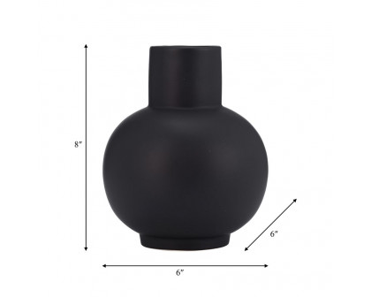 Sagebrook 8" Ceramic Bulbous Vase - Black