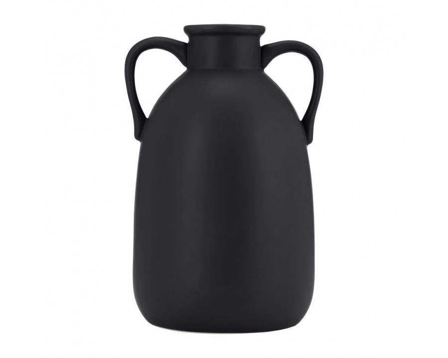 Sagebrook 10" Ceramic Eared Vase - Black