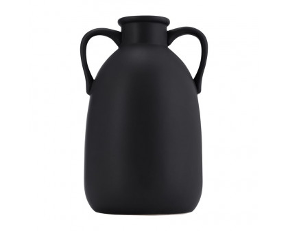 Sagebrook 10" Ceramic Eared Vase - Black