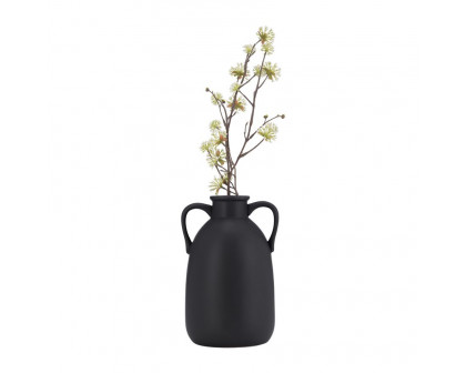 Sagebrook 10" Ceramic Eared Vase - Black