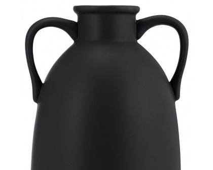 Sagebrook 10" Ceramic Eared Vase - Black