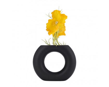 Sagebrook 5" Ceramic Donut Vase - Black