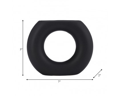 Sagebrook 5" Ceramic Donut Vase - Black