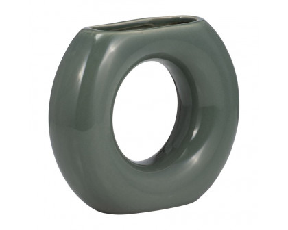 Sagebrook 5" Ceramic Donut Vase - Dark Sage