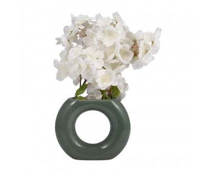 Sagebrook 5" Ceramic Donut Vase - Dark Sage