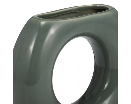 Sagebrook 5" Ceramic Donut Vase - Dark Sage