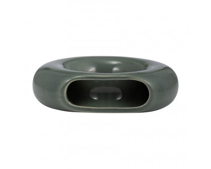 Sagebrook 5" Ceramic Donut Vase - Dark Sage