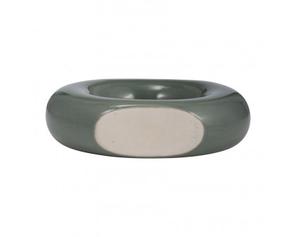 Sagebrook 5" Ceramic Donut Vase - Dark Sage