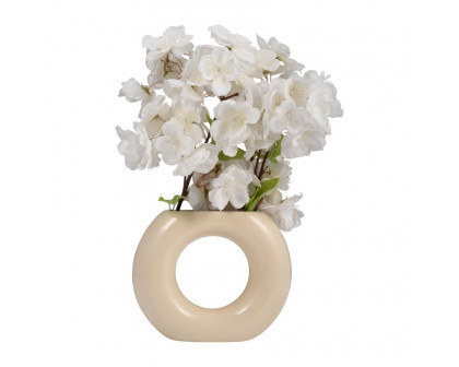 Sagebrook 5" Ceramic Donut Vase - Cotton