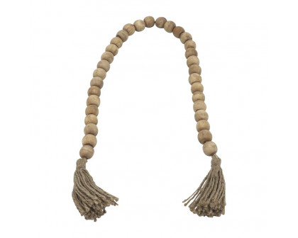 Sagebrook - 32" Wood Bead Garland in Natural