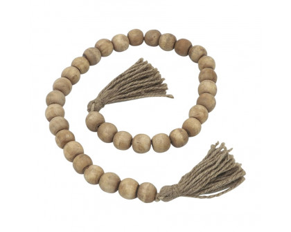 Sagebrook - 32" Wood Bead Garland in Natural