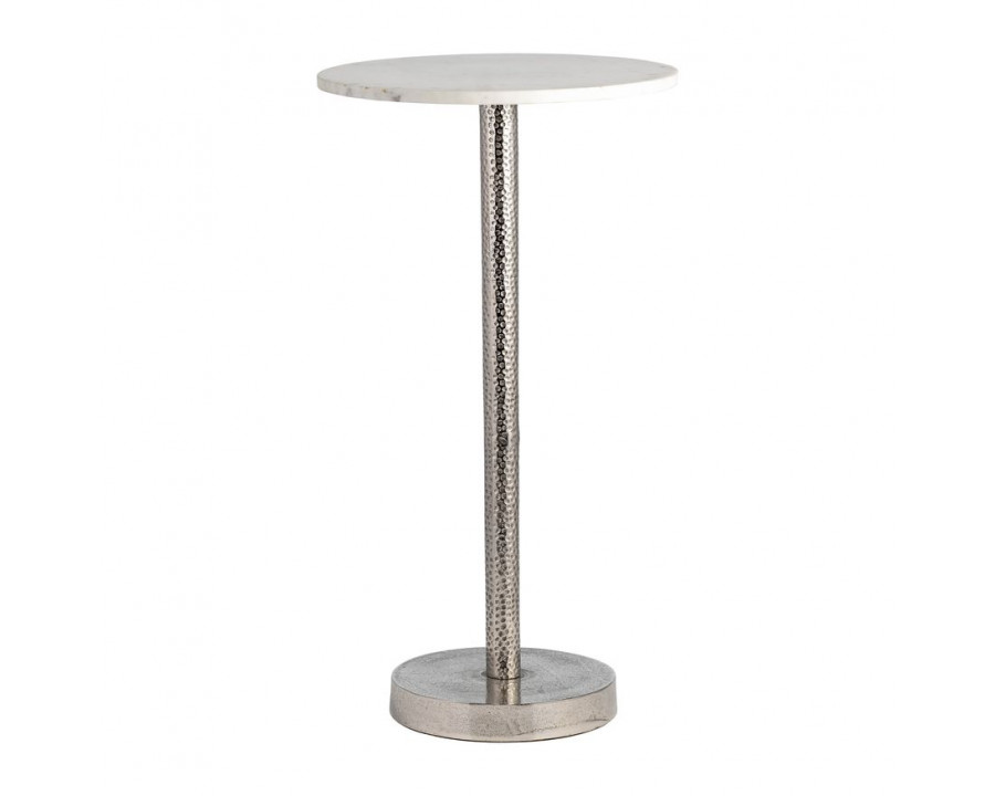 Sagebrook - Round Drink Table Flat Base in Silver/White