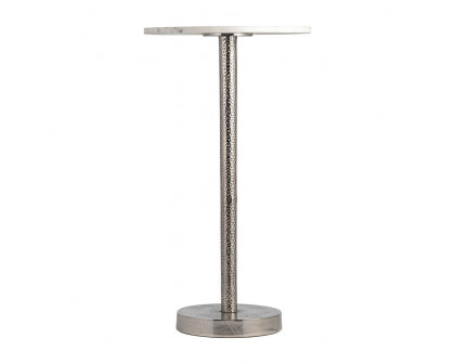 Sagebrook - Round Drink Table Flat Base in Silver/White