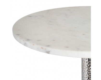 Sagebrook - Round Drink Table Flat Base in Silver/White