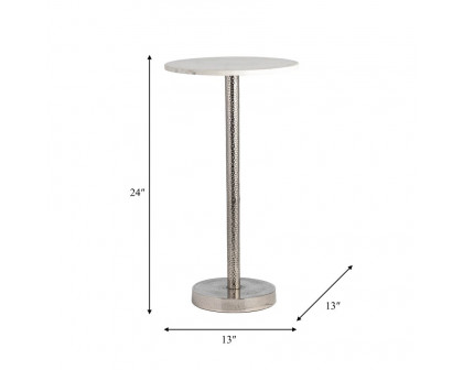 Sagebrook - Round Drink Table Flat Base in Silver/White