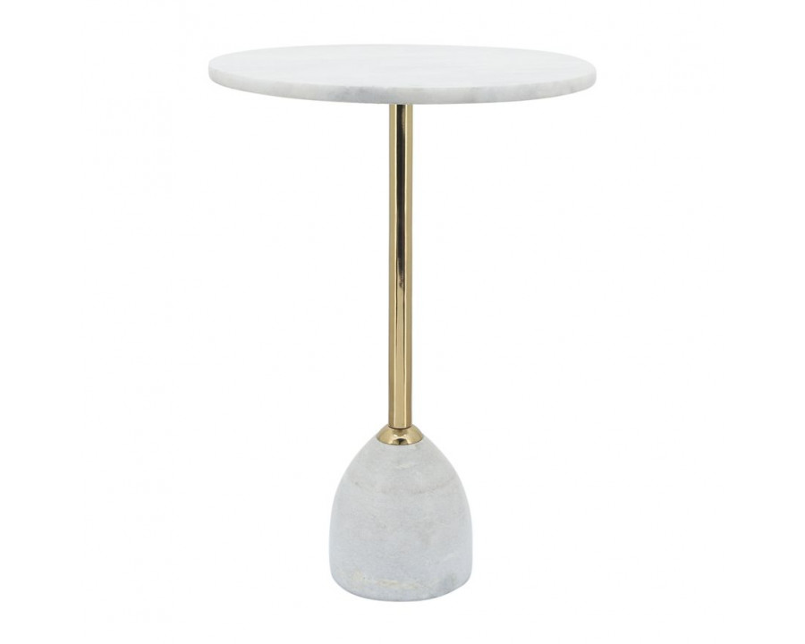 Sagebrook - 20" Side Table Marble Top in White/Gold