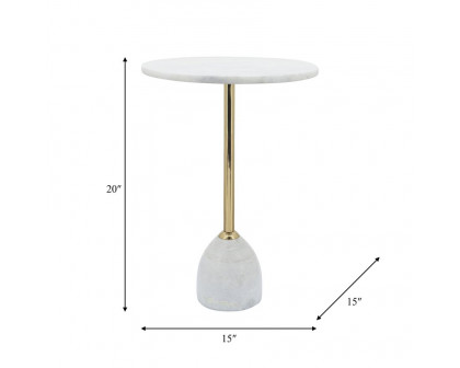 Sagebrook™ 20" Side Table Marble Top - White/Gold