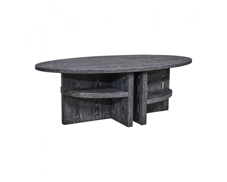 Sagebrook Oval Coffee Table With Bottom Shelves