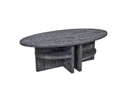 Sagebrook Oval Coffee Table With Bottom Shelves