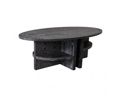 Sagebrook Oval Coffee Table With Bottom Shelves