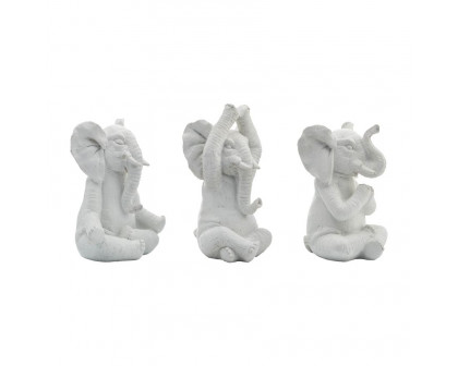 Sagebrook 8" Resin Yoga Elephants (Set Of 3)