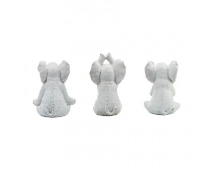 Sagebrook 8" Resin Yoga Elephants (Set Of 3) - White