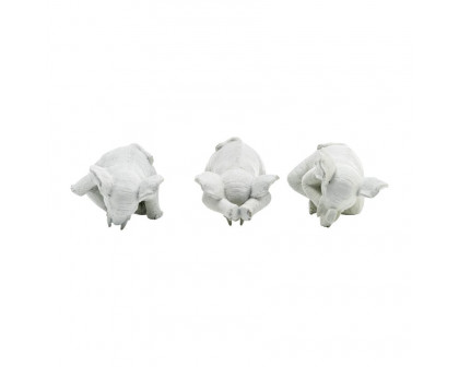 Sagebrook 8" Resin Yoga Elephants (Set Of 3) - White