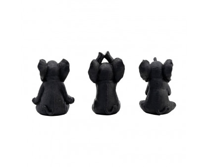 Sagebrook 8" Resin Yoga Elephants (Set Of 3) - Black