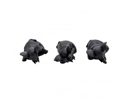 Sagebrook 8" Resin Yoga Elephants (Set Of 3) - Black